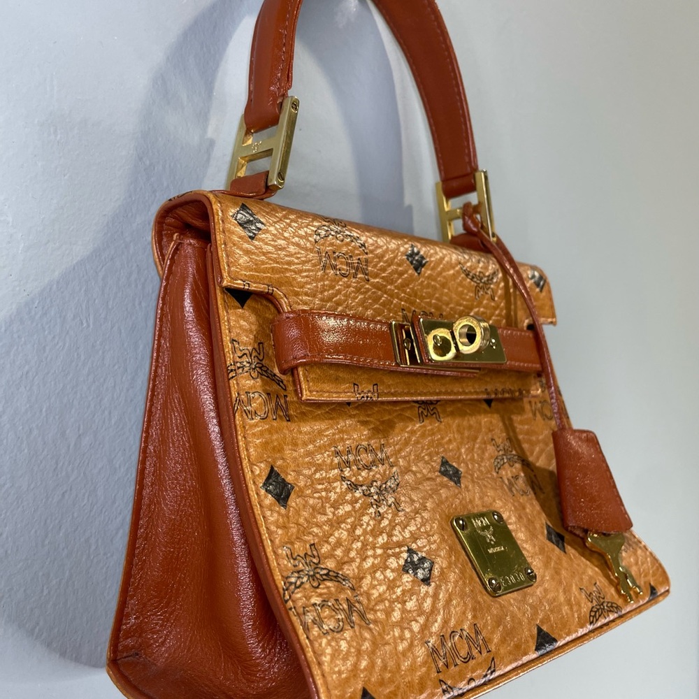 MCM mini Cognac Visetos Top Handle Bag - Picture 7 of 12